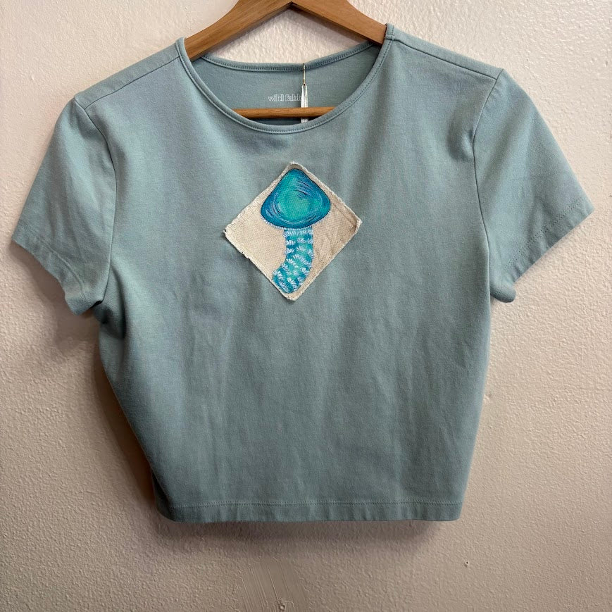 Small Town Hippie Patched Short Sleeve Top