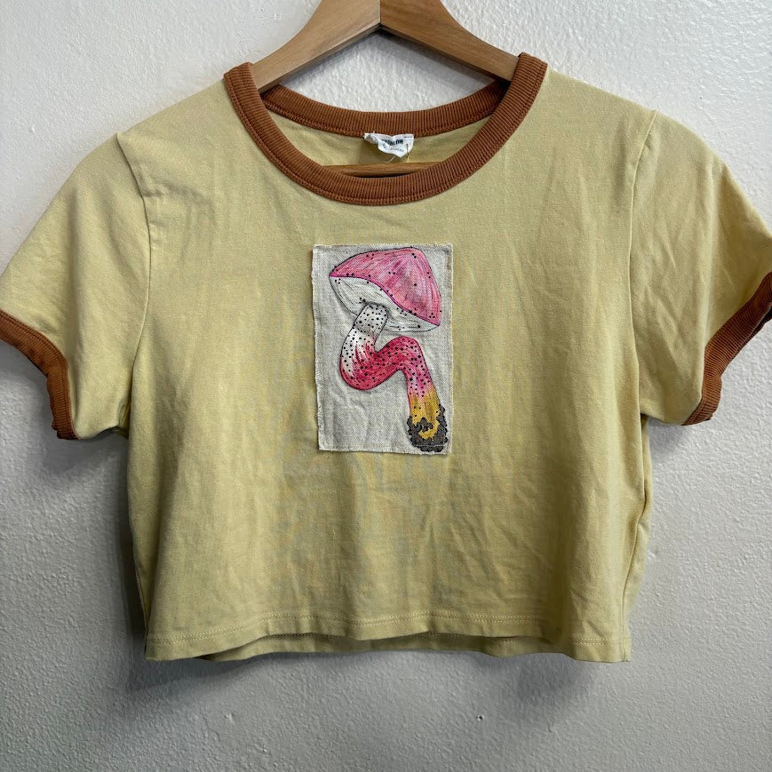 Small Town Hippie Patched Short Sleeve Top