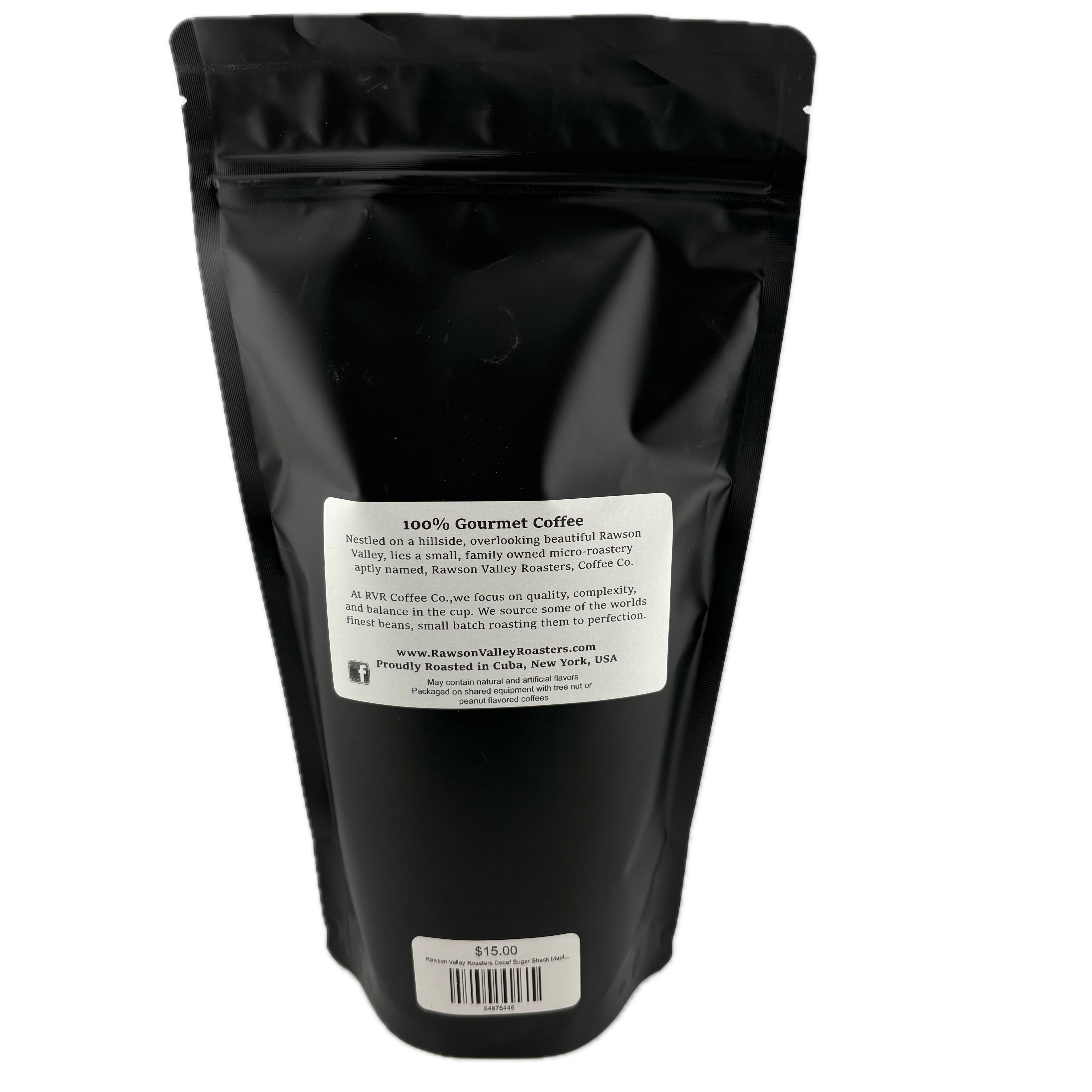 Rawson Valley Roasters Decaf Sugar Shack Maple Coffee Grounds 12 oz