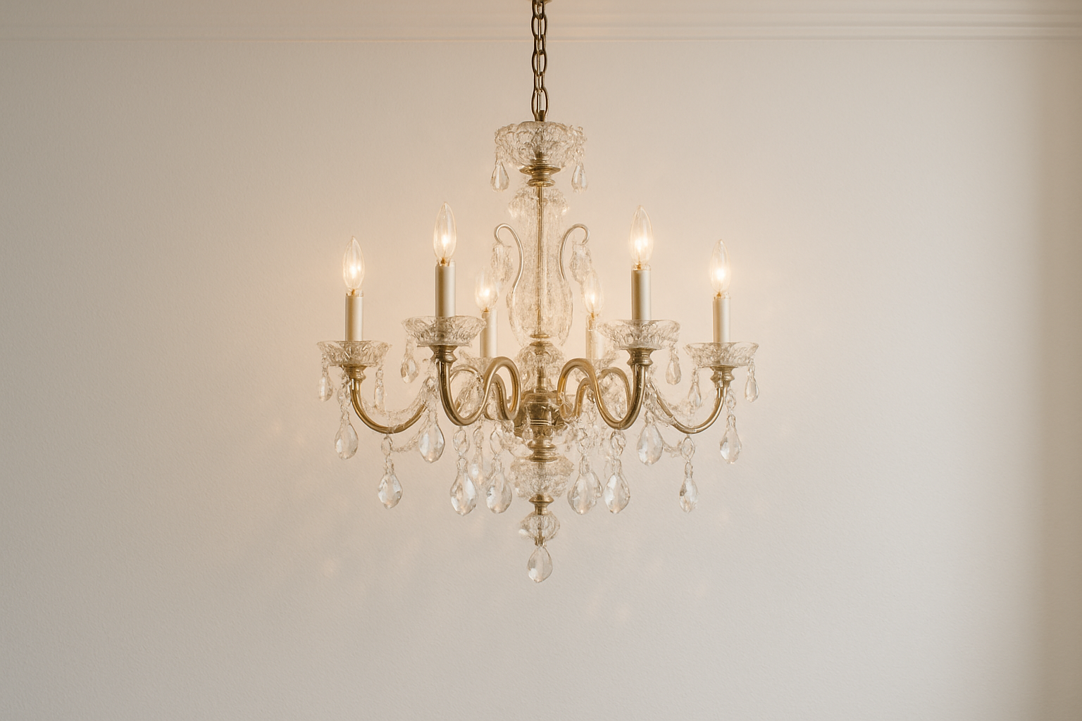 chandelier white wall in the background