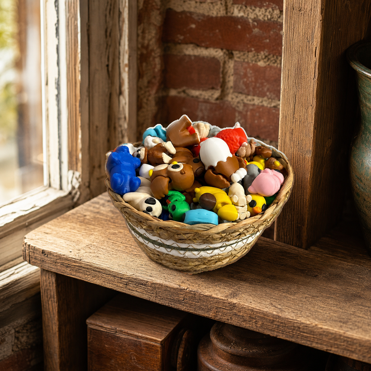 S3D articulated minis beside a vintage shop window