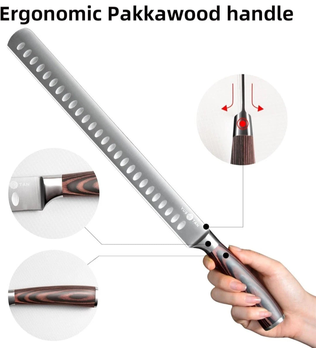 Japanese Slicing Carving Knife, 12 In Brisket Knife, High Carbon Stainless Steel