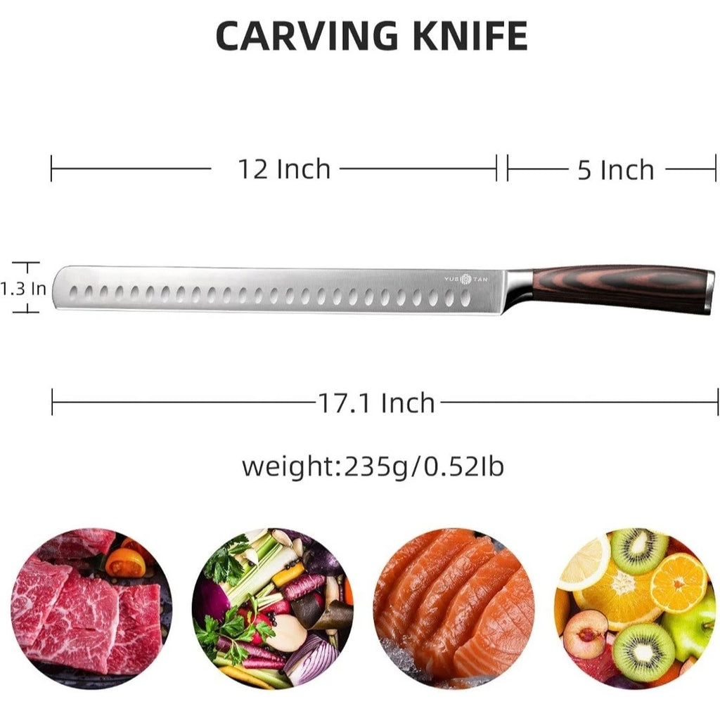 Japanese Slicing Carving Knife, 12 In Brisket Knife, High Carbon Stainless Steel