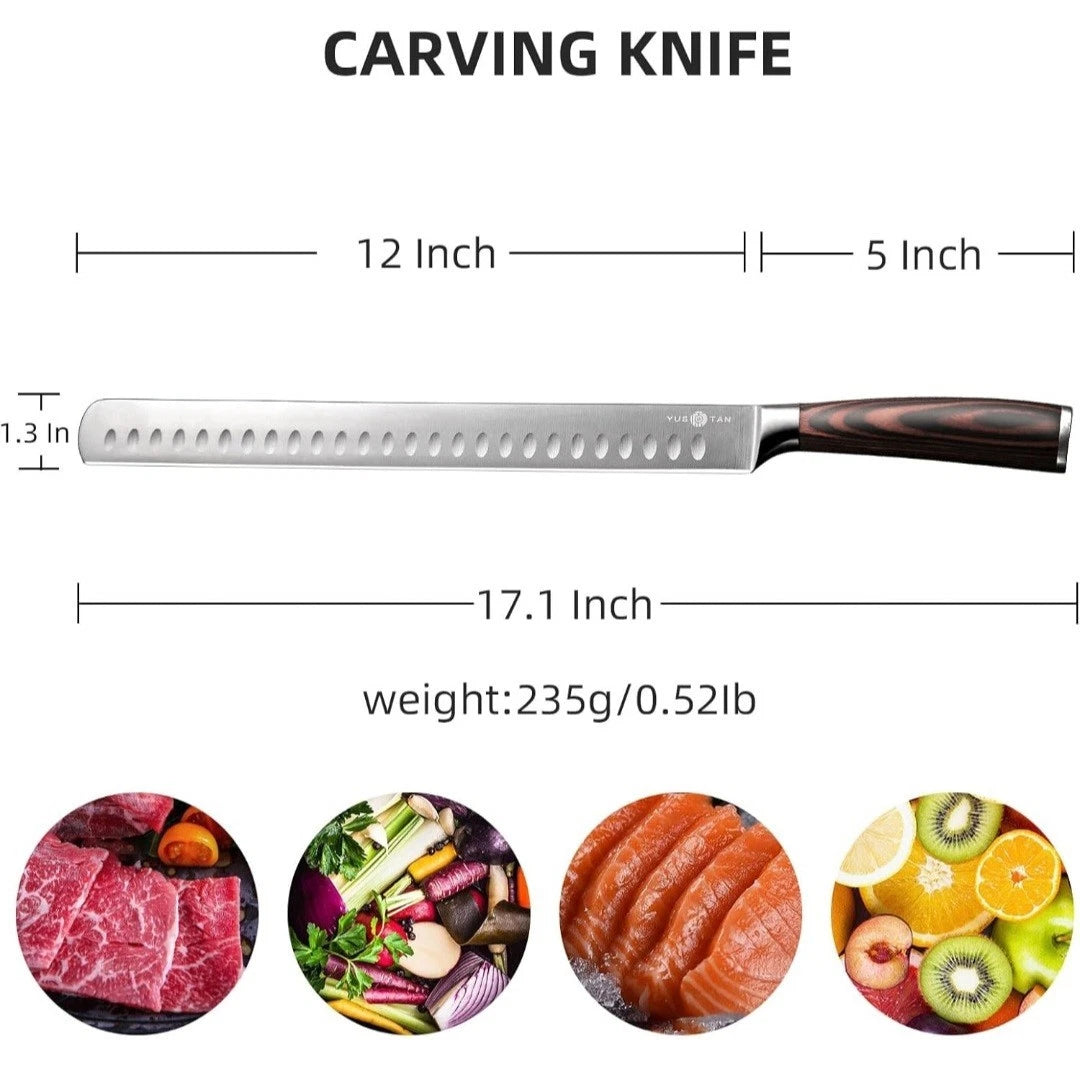 Japanese Slicing Carving Knife, 12 In Brisket Knife, High Carbon Stainless Steel